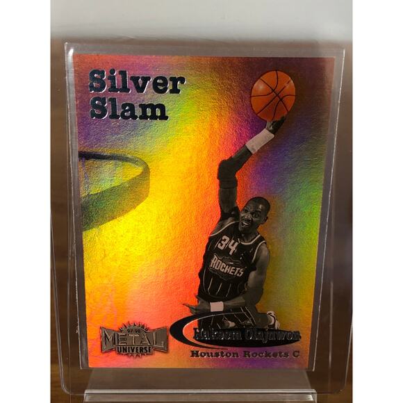 1997 Metal Universe Silver Slam #13SS Hakeem Olajuwon PSA 8 Houston Rockets - Picture 5 of 6